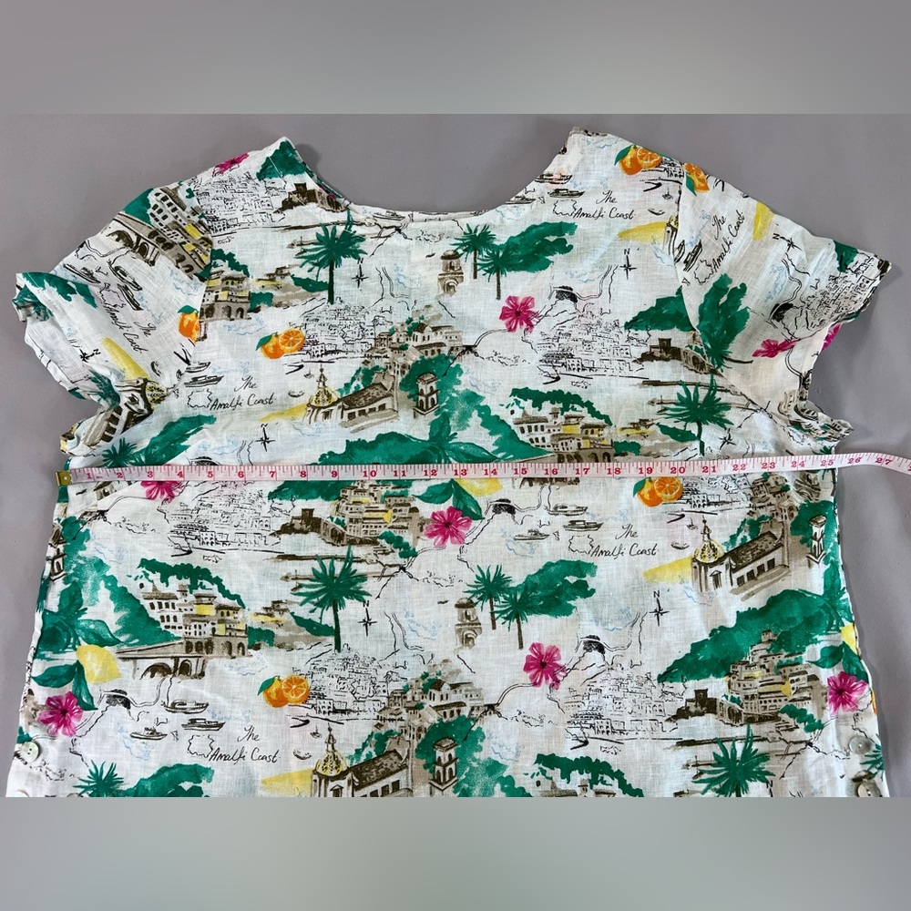 Cynthia Rowley Womens Plus Sz 2X Blouse Shirt New Amalfi Coast Linen Rolled Cuff - Picture 6 of 11